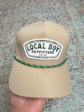 Local Boy Outfitters Tan Trucker Hat with Green Rope Detail Shades NWOT